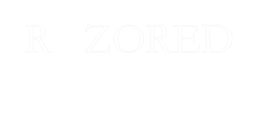 A white background with the words Razored Barbershop on it.