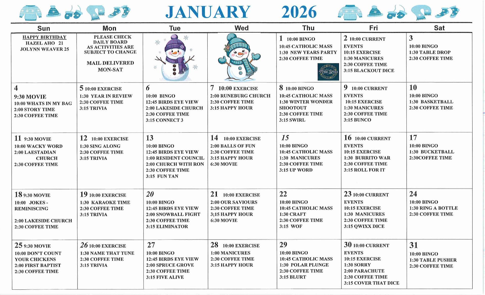 October events calendar image for green pine acres nursing home in menahga, minnesota