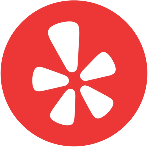 Yelp logo: White stylized 
