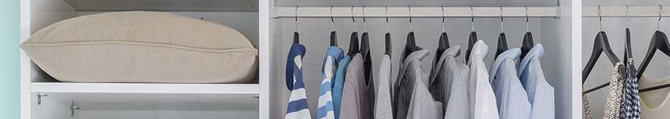 wardrobe with clothes