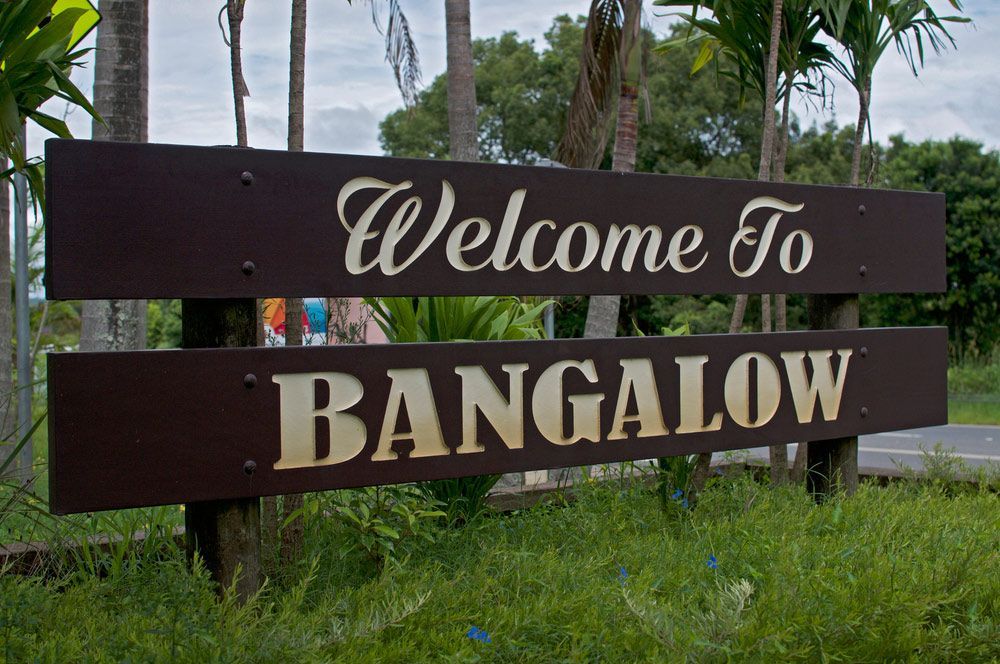 A wooden sign that says welcome to bungalow — Freshwater Exterior Cleaning in Bangalow, NSW