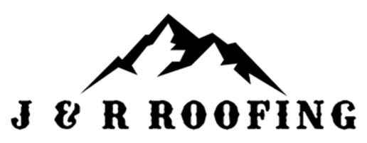 A black and white logo for j & r roofing