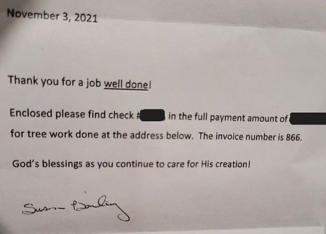 A thank you letter is dated november 3 2021