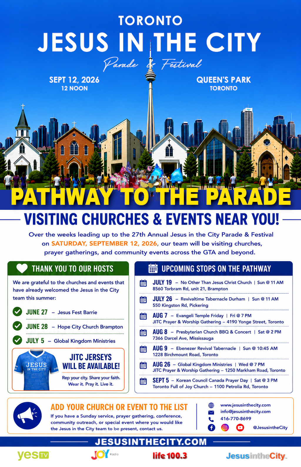 An advertisement for jesus in the city parade in toronto