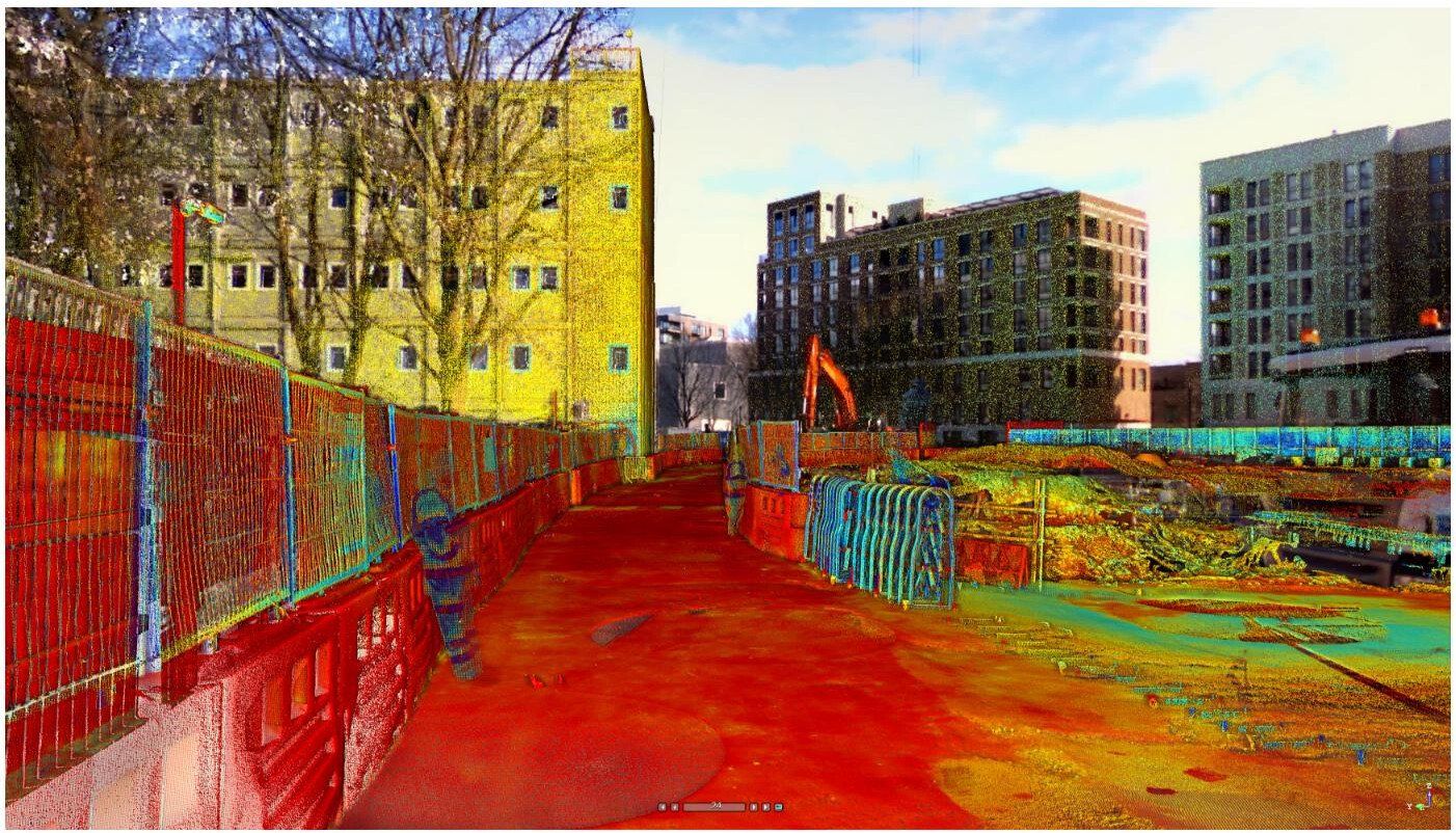 Point Cloud intensity view of building site London