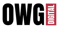 The owg digital logo is black and red on a white background.