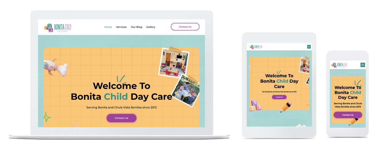 A website is displayed on a laptop , tablet , and cell phone.