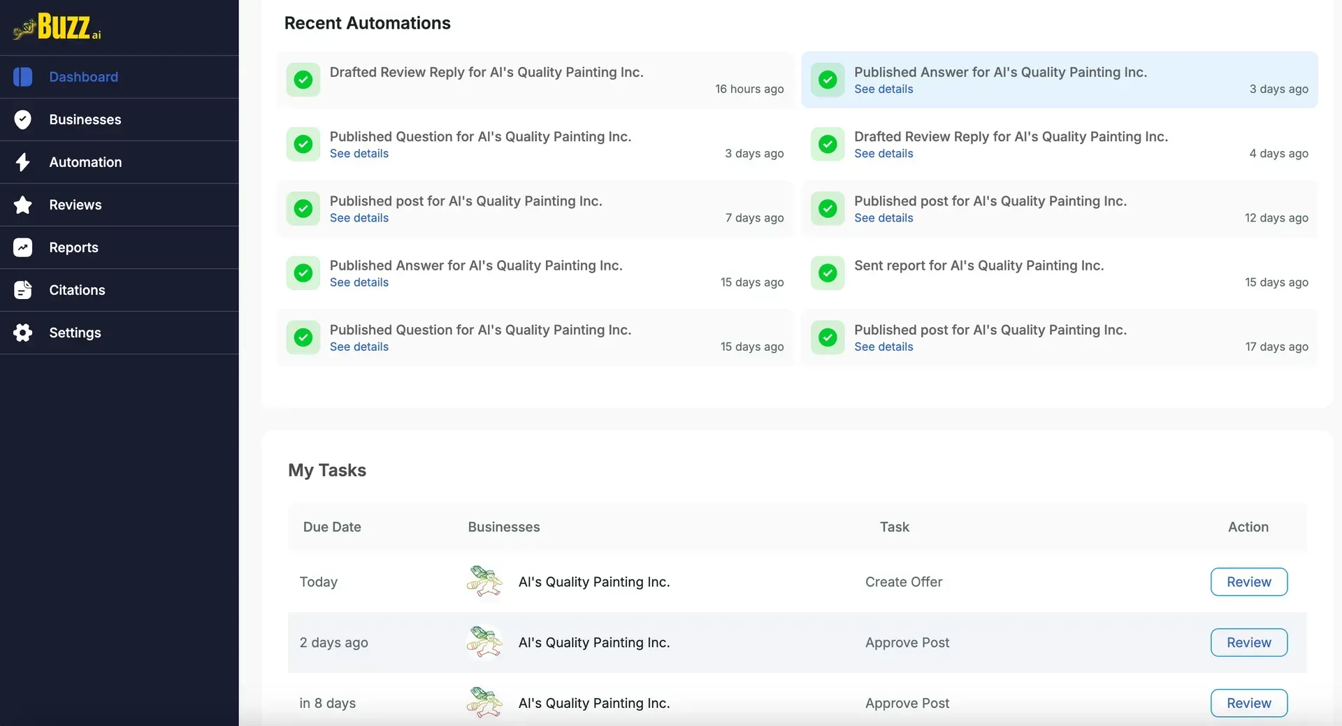 A screenshot of a computer screen showing a list of tasks.