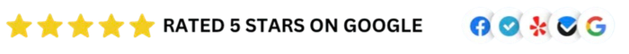 A white background with a row of stars and the words rated 1 stars on google