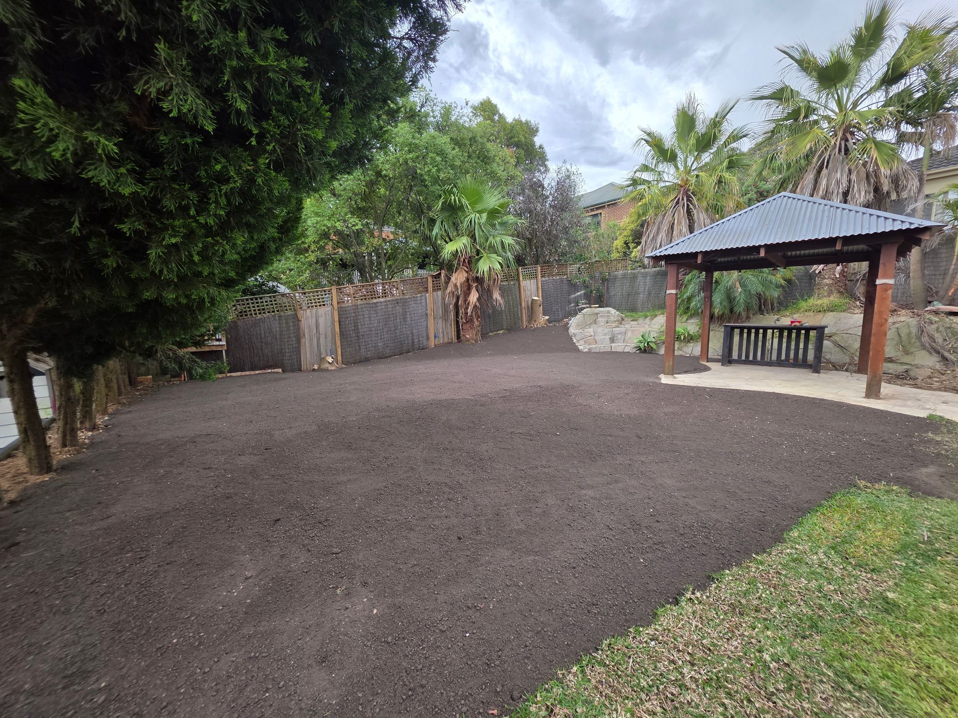 Gazebo With Decorative Trim Next to a Mulched Area — All Over Pool Removals in Upwey, VIC 