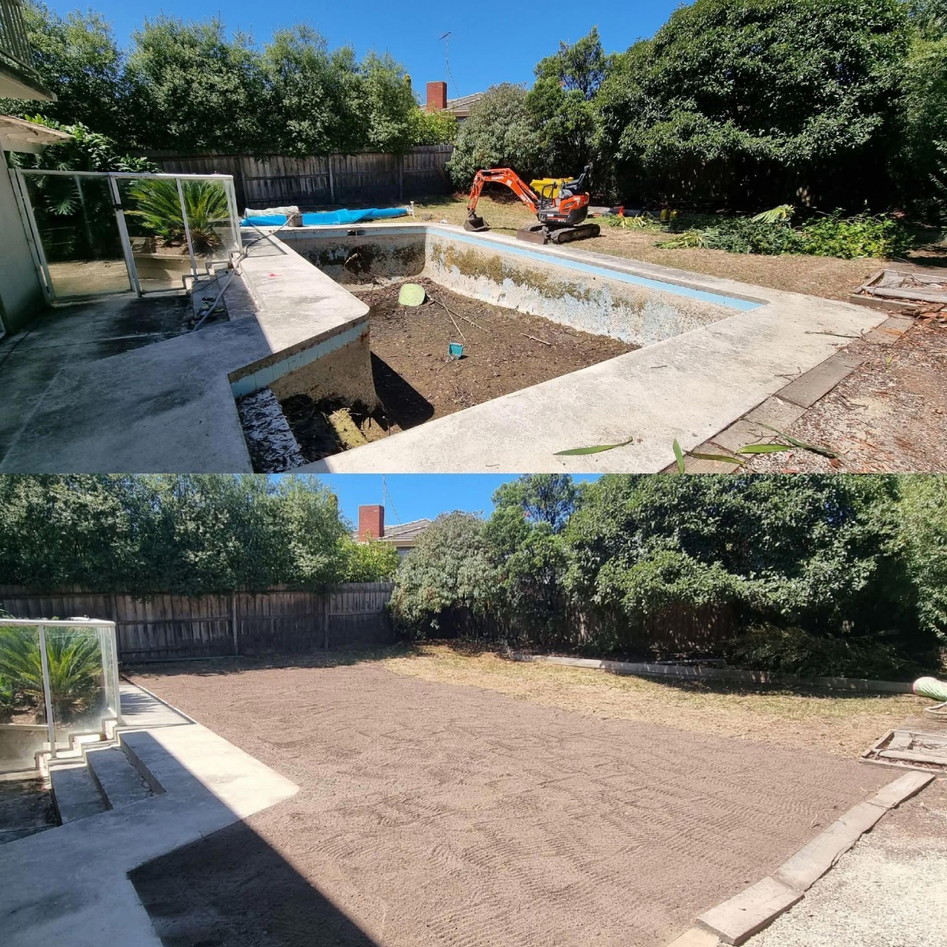 Before and After of a Backyard Pool Removal — All Over Pool Removals in Upwey, VIC