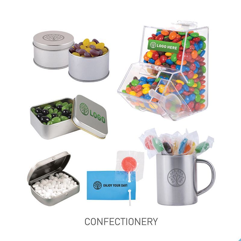 There are many different types of candy in this picture.