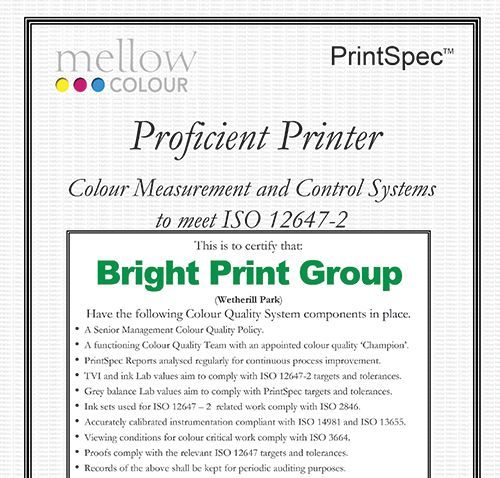 Certification — Wetherill Park, NSW — Bright Print Group