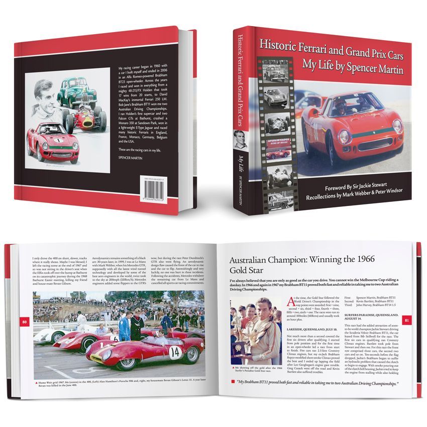 A book titled historic ferrari and grand prix cars