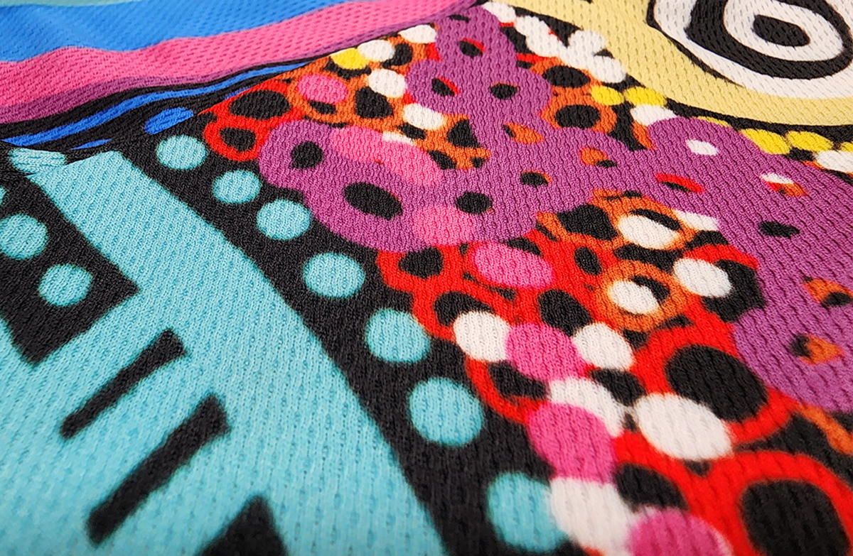 close up of sublimation print on polo tops