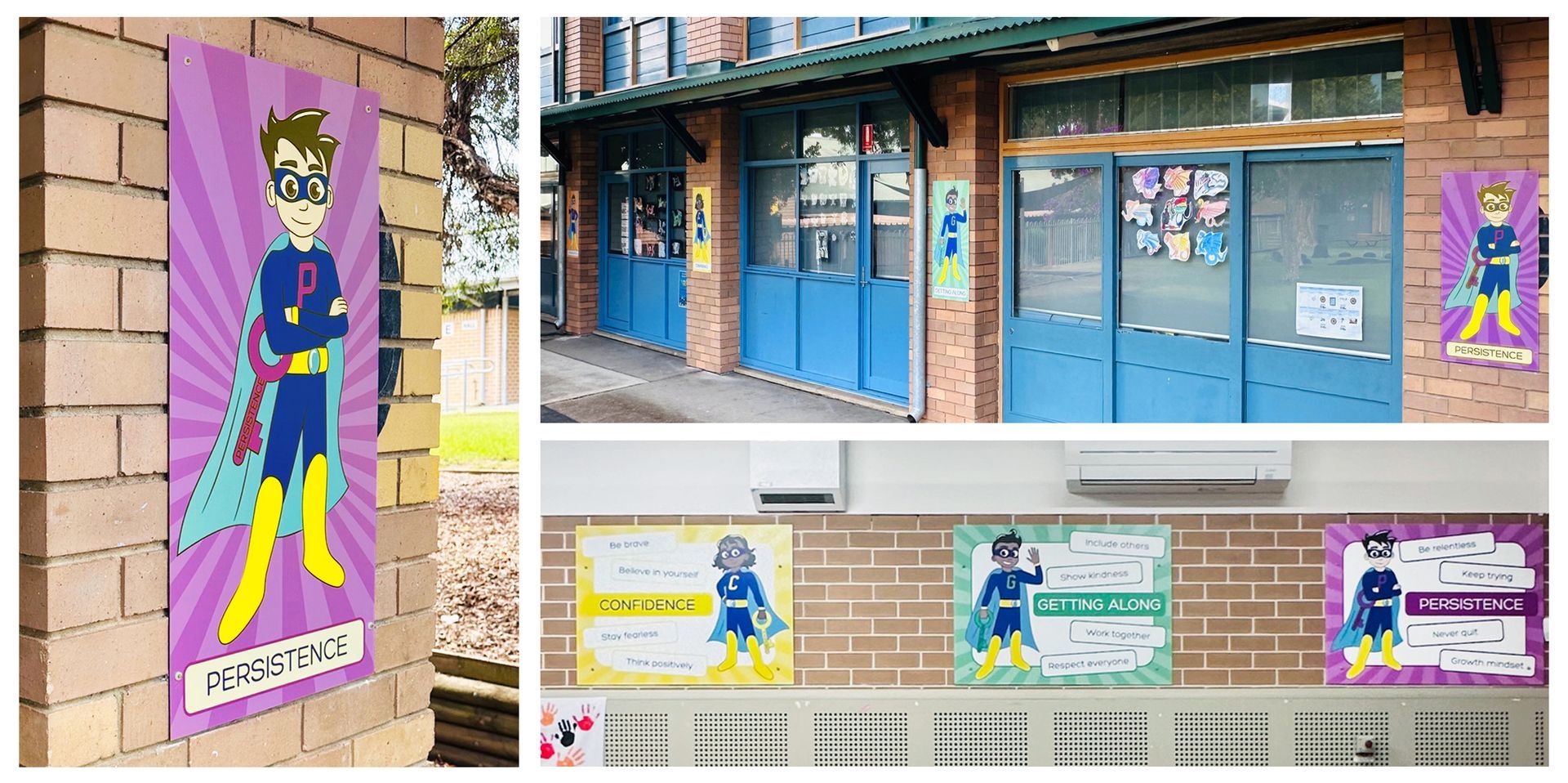 signage on external and internal school walls
