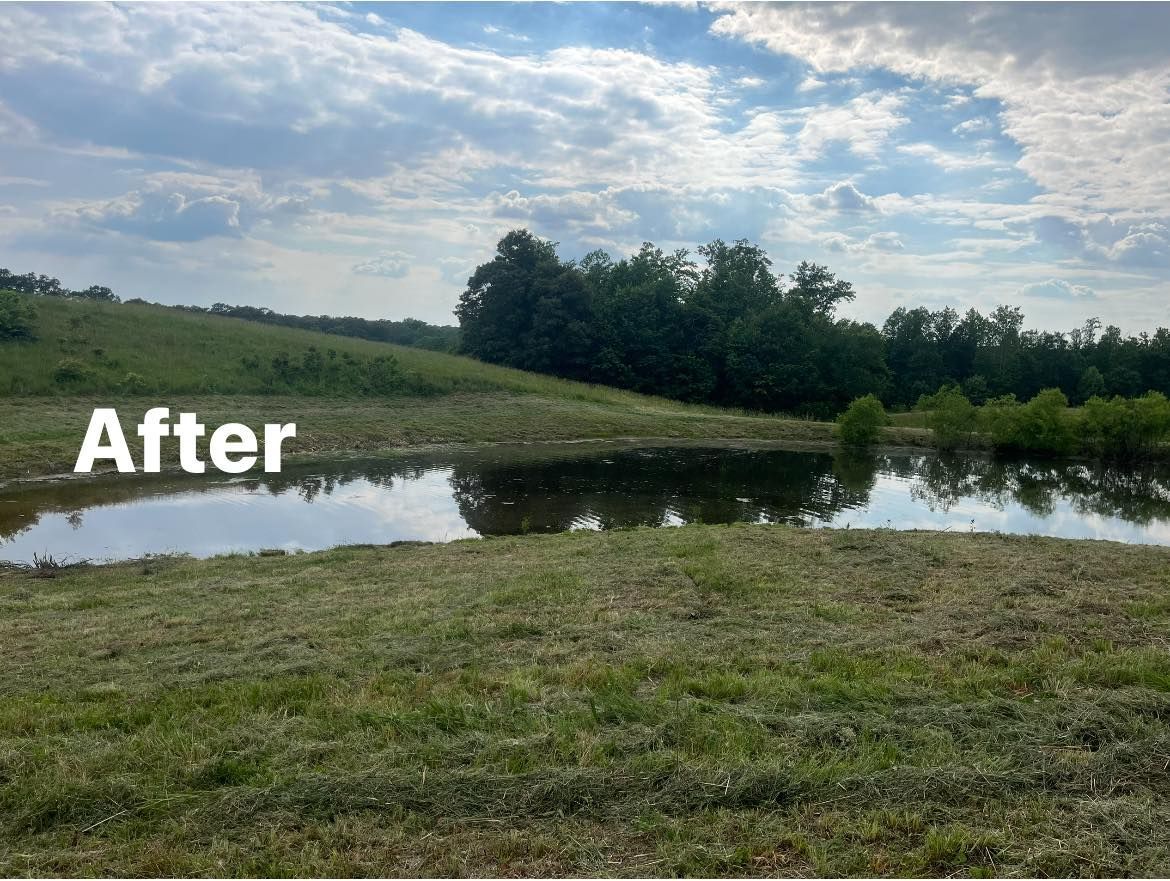 A picture of a pond with the words `` after '' written on it.