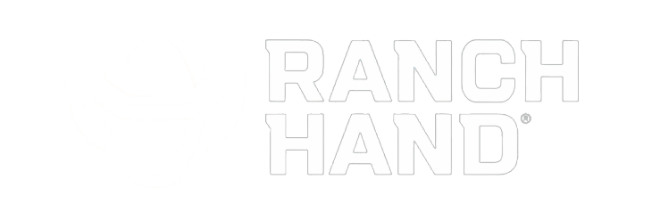 The white Ranch Hand brand logo consisting of stacked text on a transparent background.