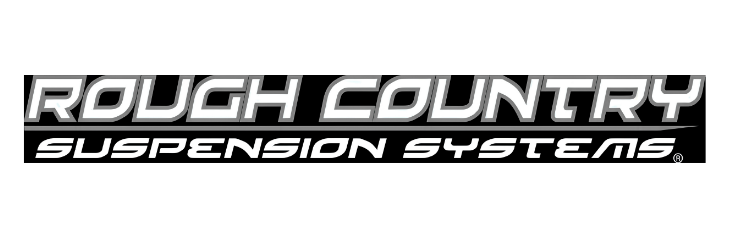 A white-on-black logo for Rough Country Suspension Systems.