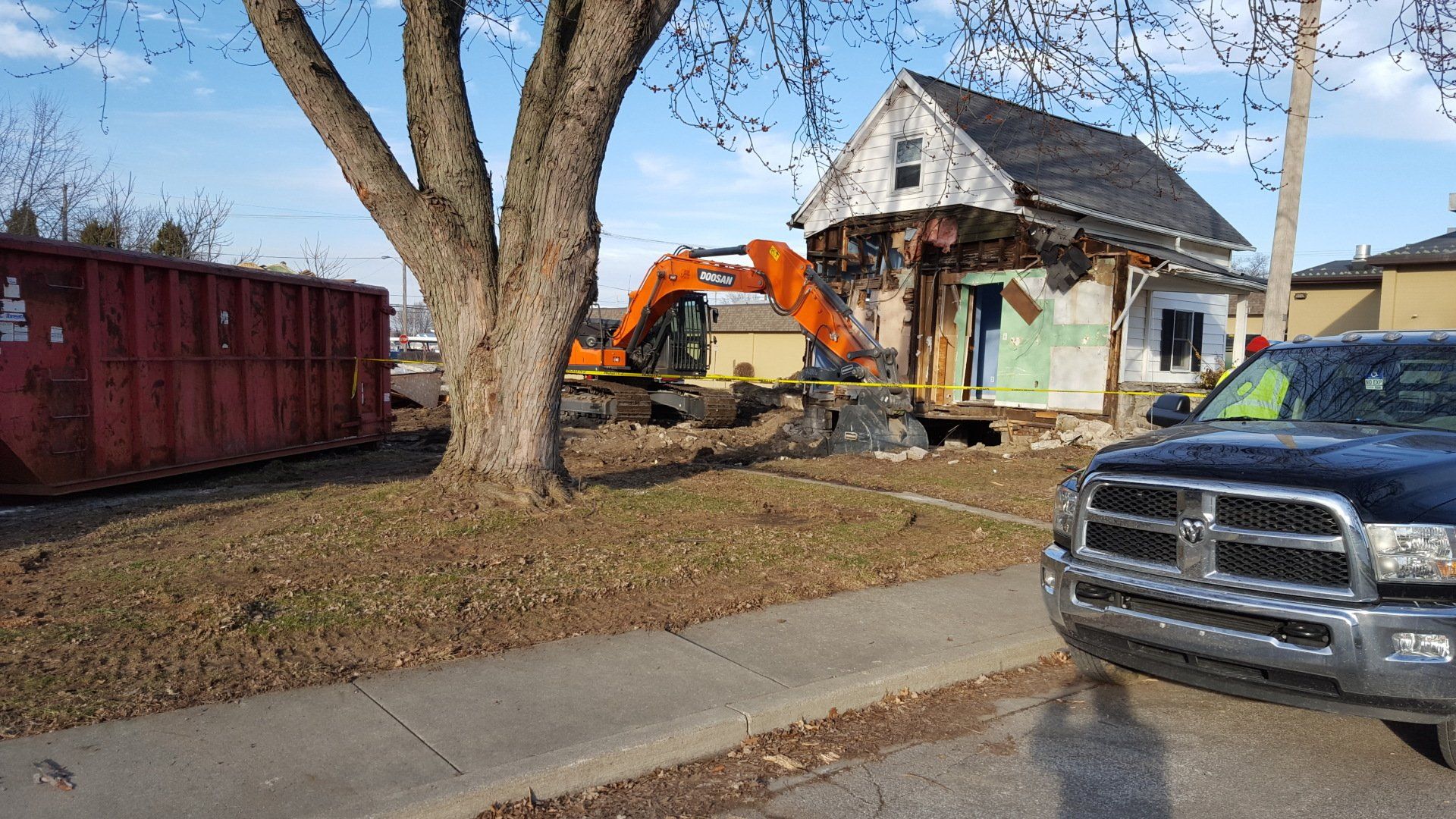 Excavator Demolishing the House — West Middleton, IN — Rice Tree Company Inc.
