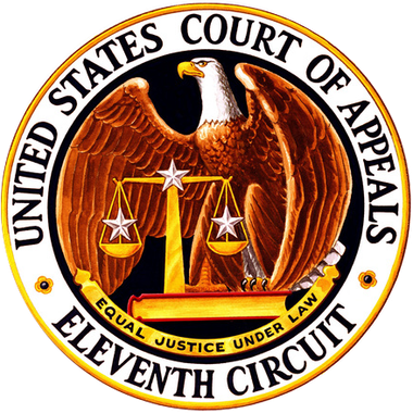 Seal of the United States Court of Appeals for the Eleventh Circuit, with gold border and black text on a blue background Seal of the United States Court of Appeals for the Eleventh Circuit, with gold border and black text on a blue background
