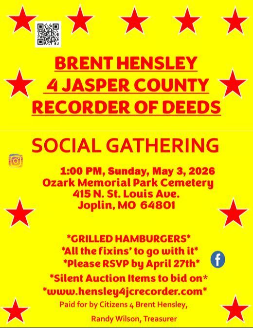Brent Hensley 4 Jasper County Recorder of Deeds Calendar Page Banner