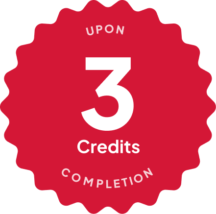 Blue badge with text: 