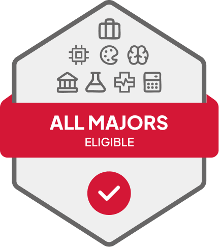 Badge with All Majors Eligible text 