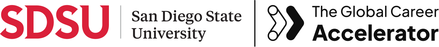 SDSU logo with San Diego State University and Global Career Accelerator logo.