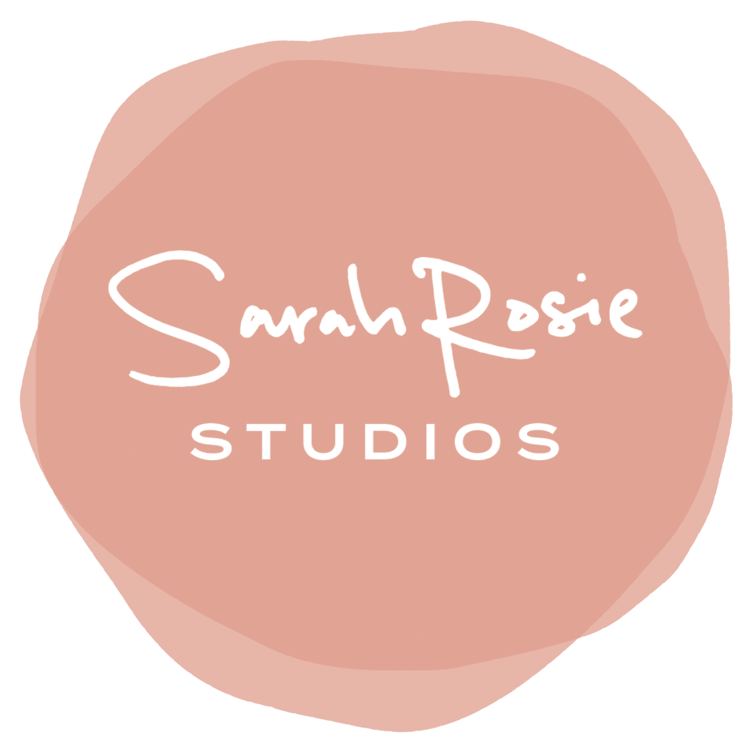 The logo for sarah rosie studios is a pink circle