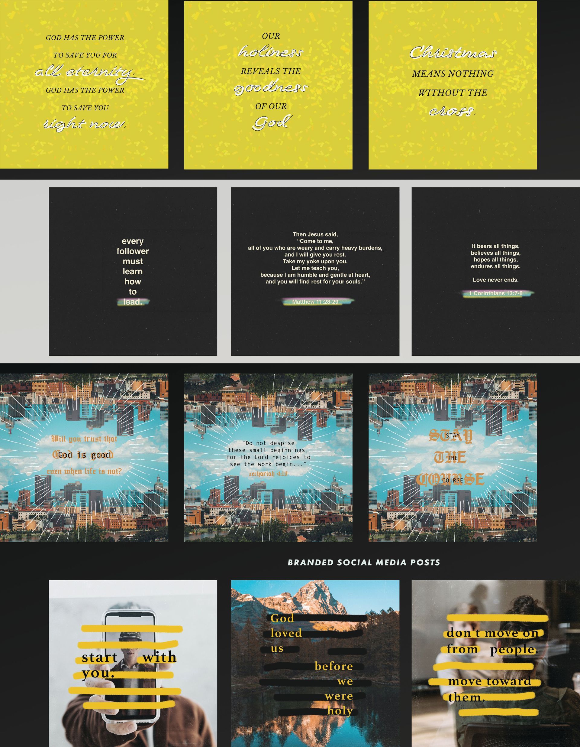 A collage of branded social media images designed by Sarah Rosie.