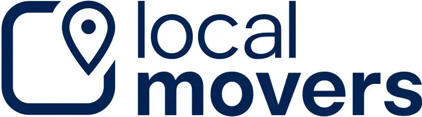 The logo for local movers is a blue logo with a white background.