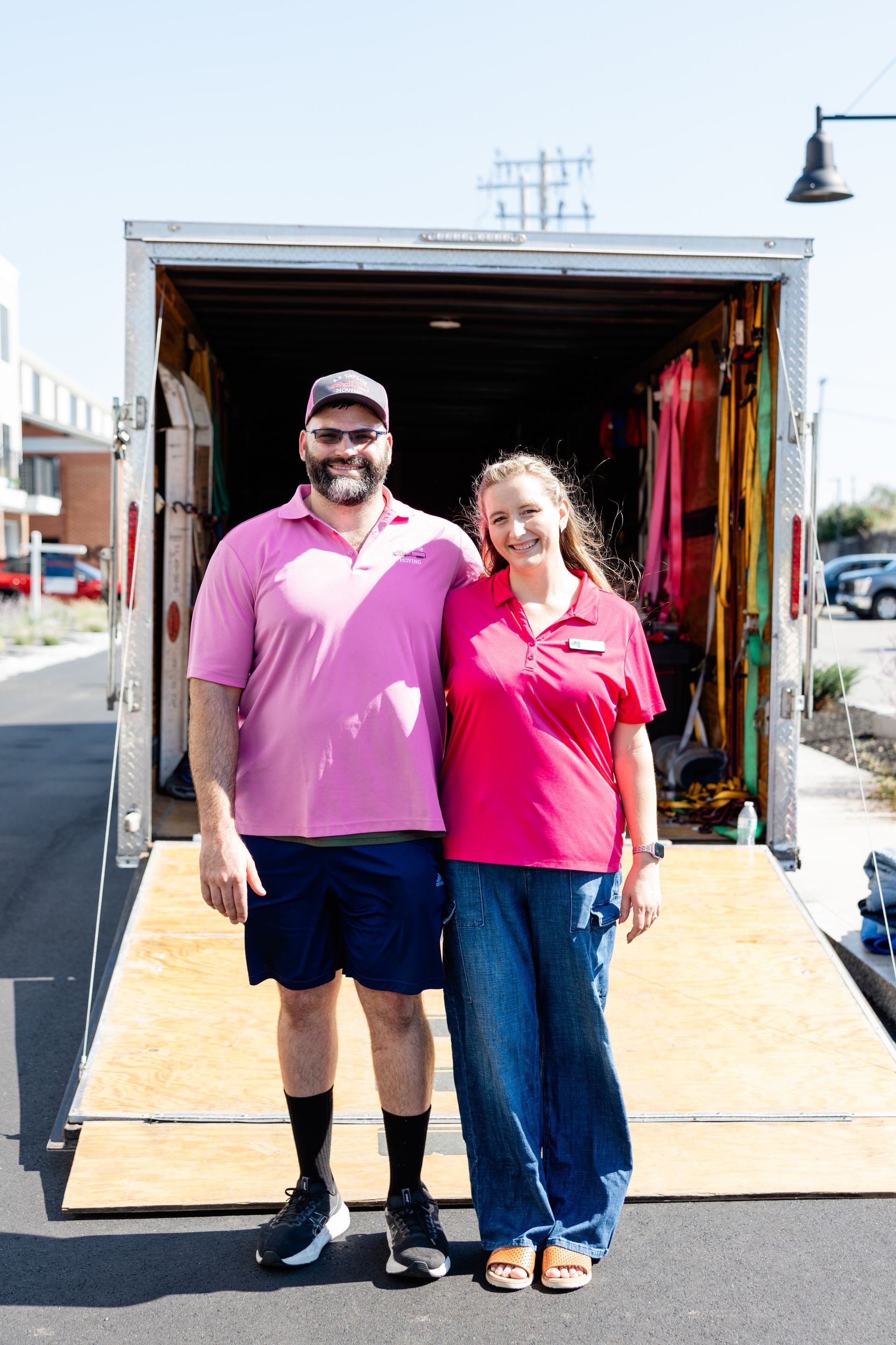 Brie and Steven, owners of S.B. Taylor Moving, licensed trauma-informed movers in South Portland, Maine