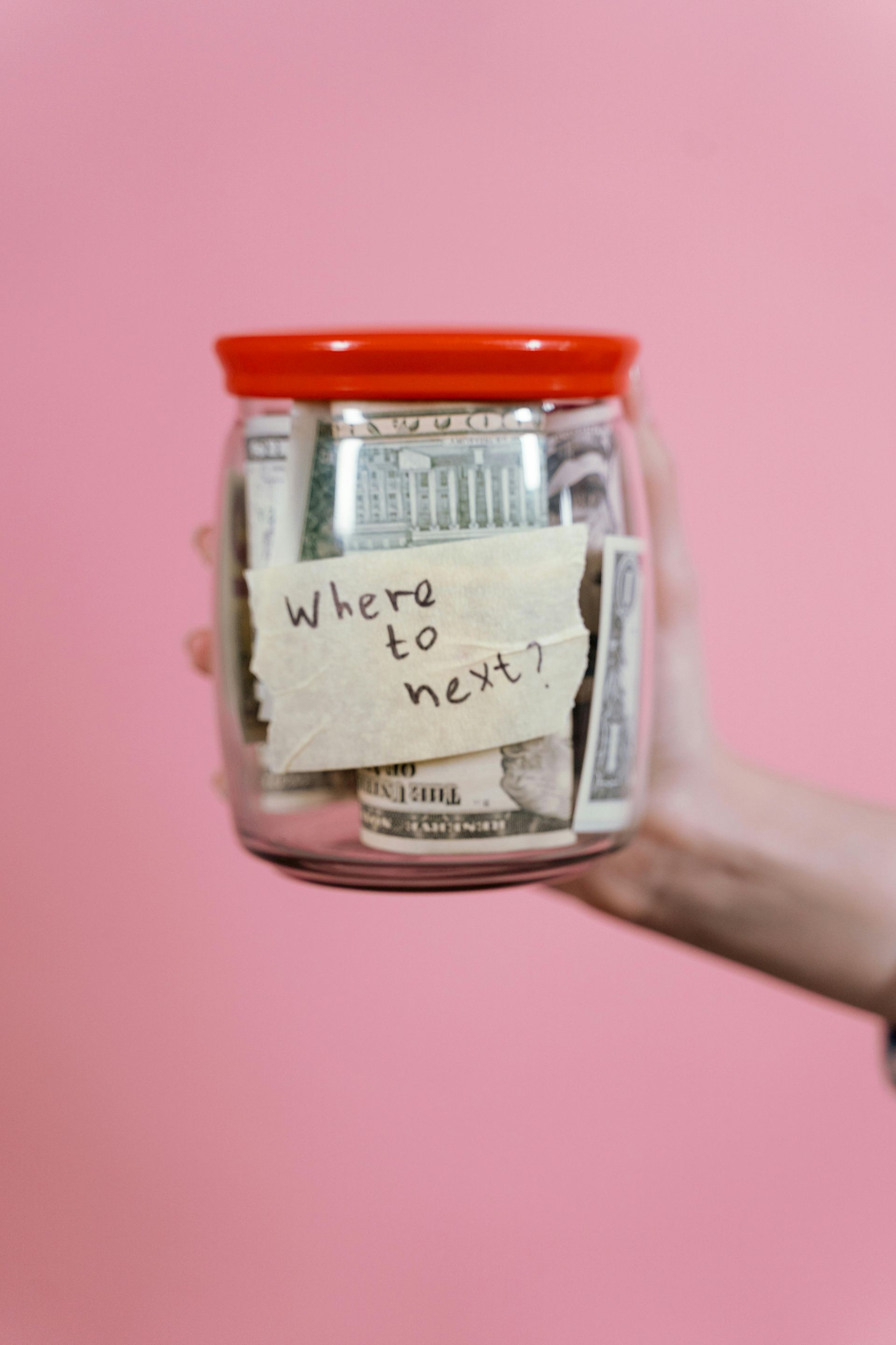 Jar with money in it, note that says 