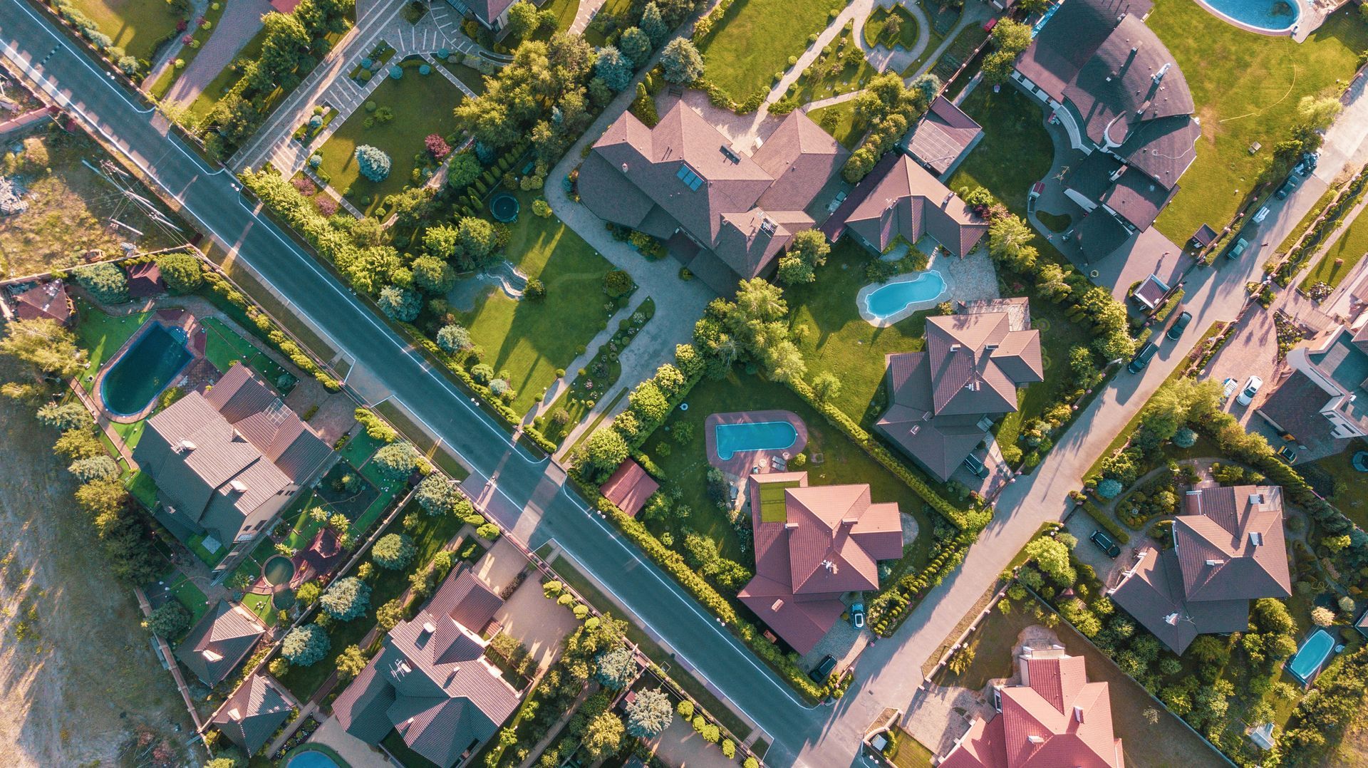 aerial view of a residential neighborhood