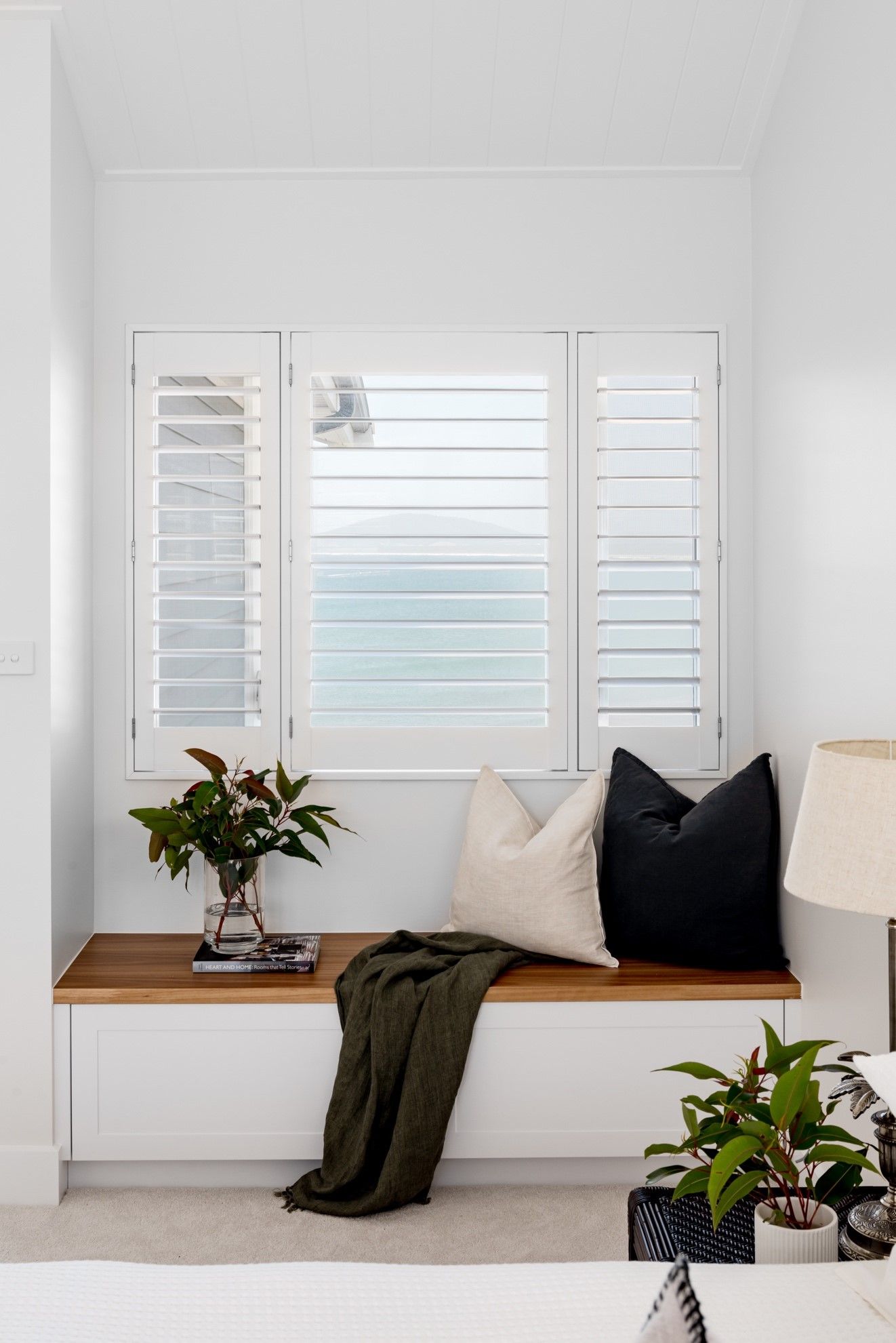 There is a Bench in Front of a Window With Shutters — QBC Constructions In Gables, NSW