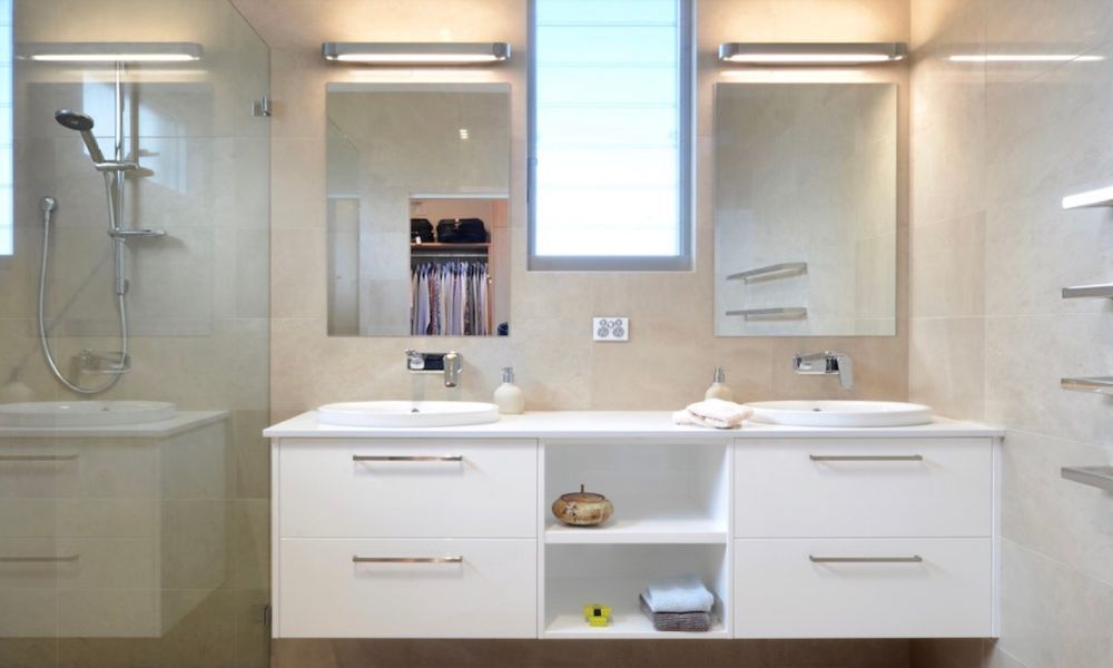 A Bathroom With Two Sinks and Two Mirrors — QBC Constructions In Gerringong, NSW