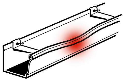 Diagram of a metal channel beam with a red highlighted stress area along the top flange