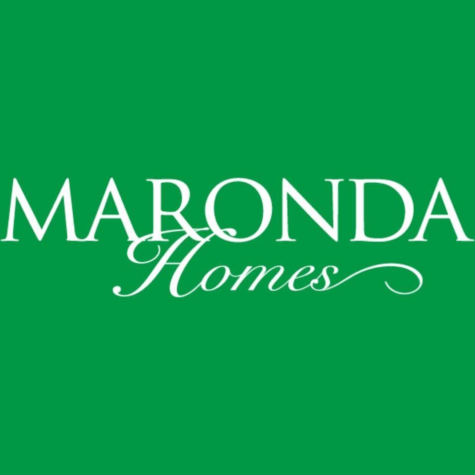 Maronda Homes logo on a green background. White text features 