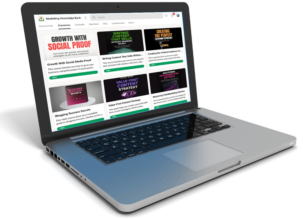 laptop with Skool classroom on screen