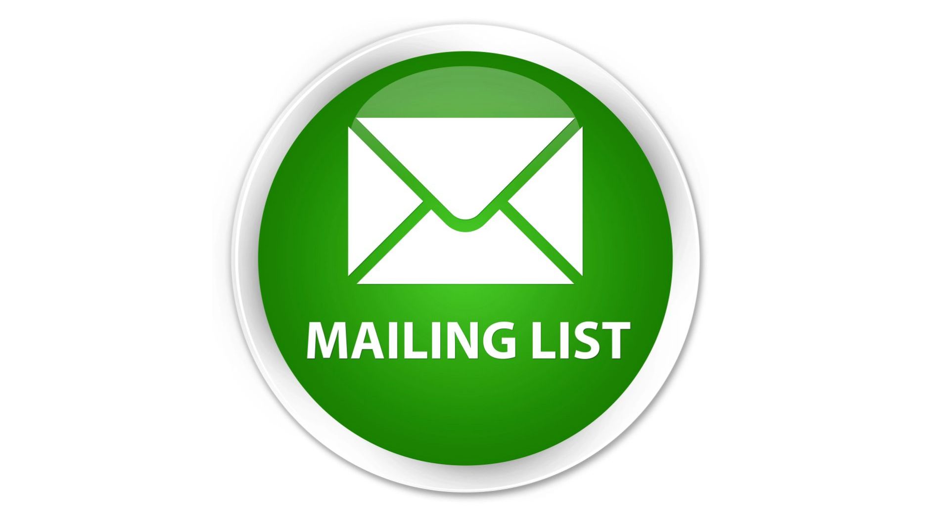 A green mailing list button with an envelope on it