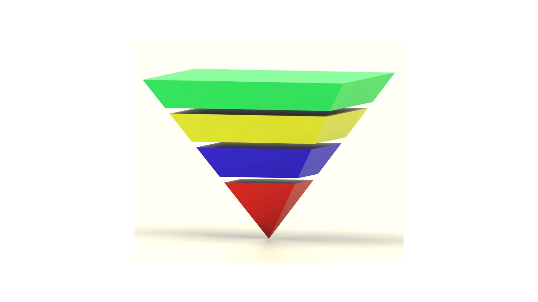 A colourful pyramid is stacked on top of each other on a white background.