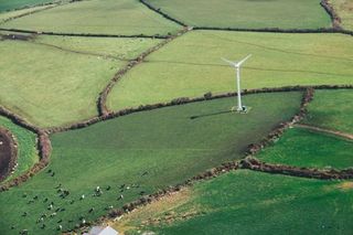 Windmill installed in the field