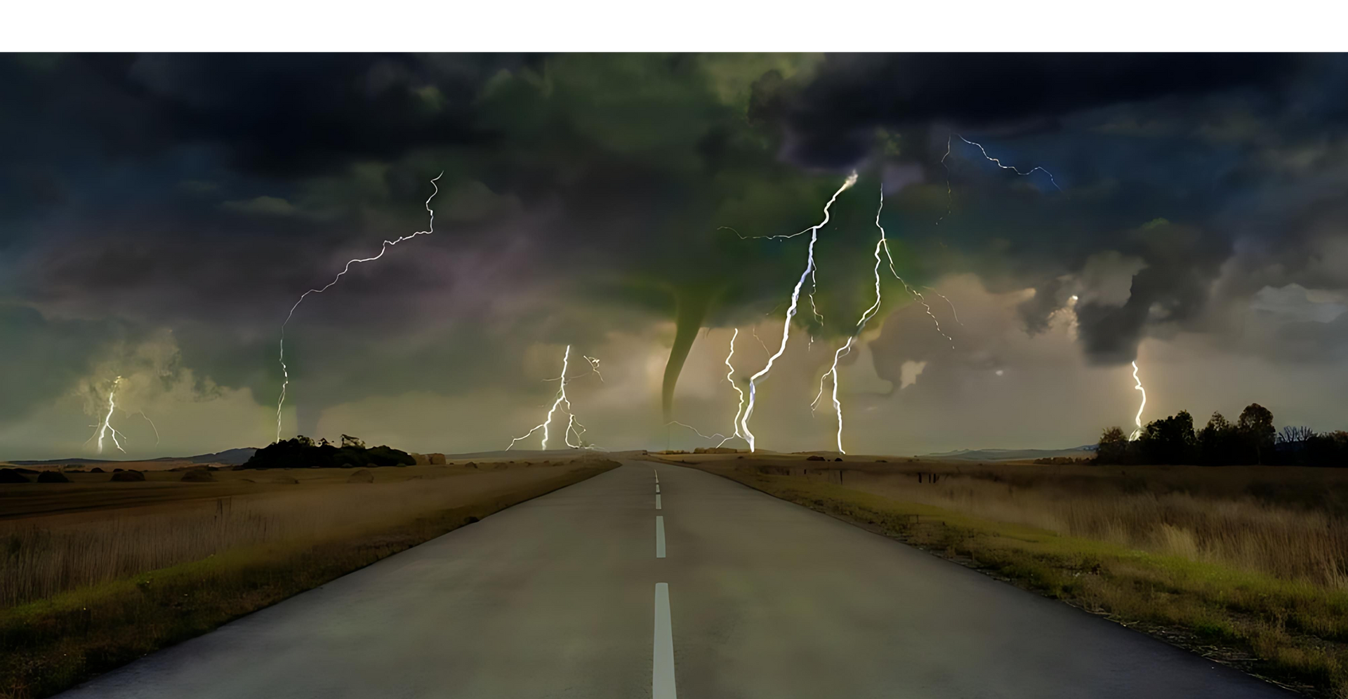 A tornado as seen from a car