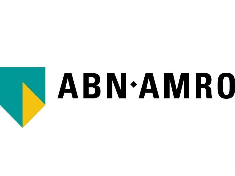 Het logo van ABN Amro staat op een witte achtergrond.