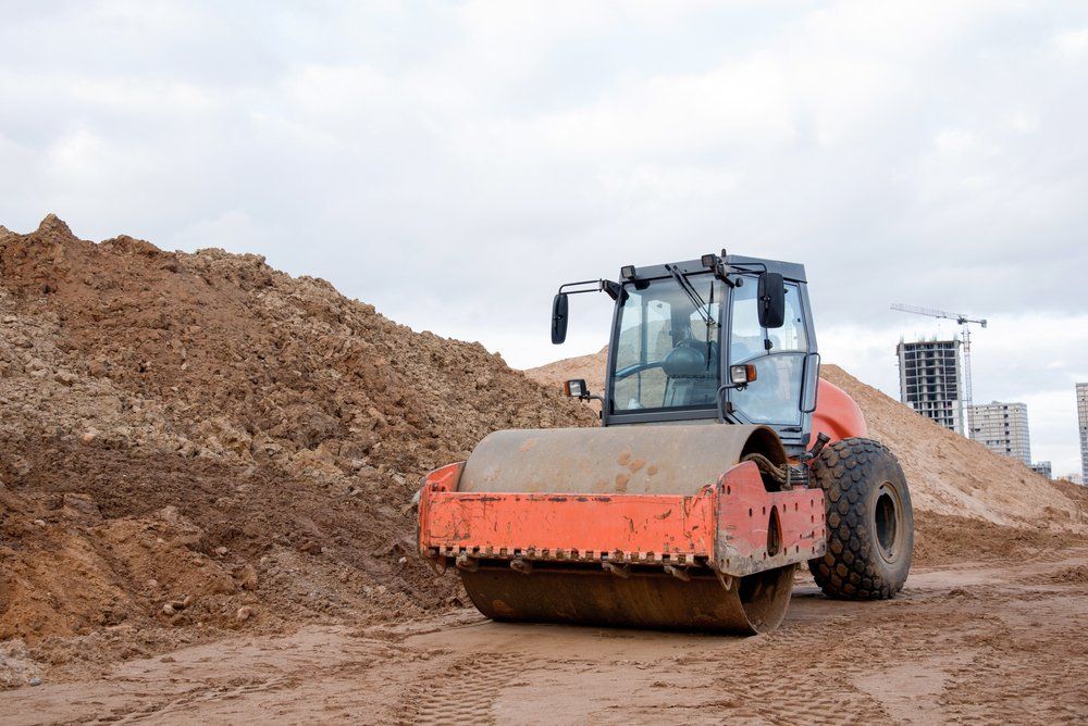 Road Roller Flattening the Excavated Area — Seaview Excavations in Hallidays Point, NSW