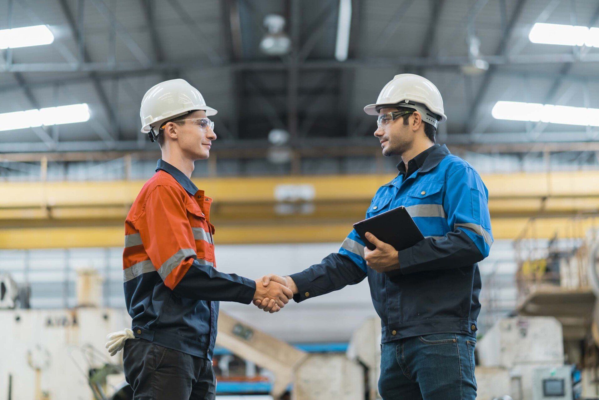 Hand Shake Greeting Of Professional Engineer Teamwork In Factory - The Bronx, NY - Erector Masters