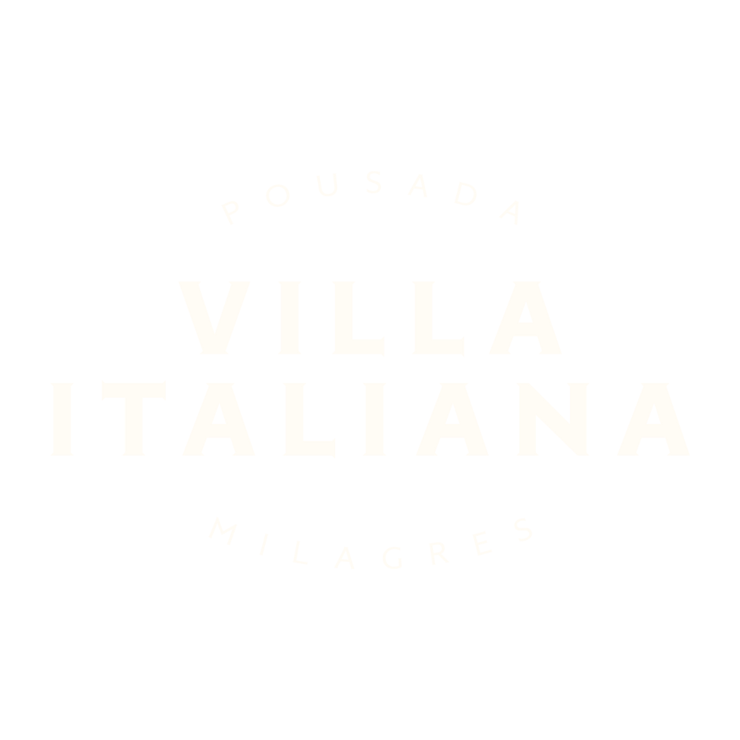 Logotipo da Villa Italiana, com texto em tom creme sobre fundo branco.