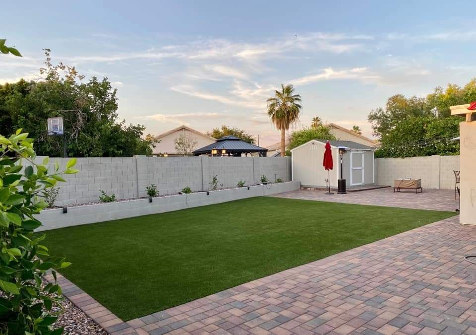 backyard artificial lawn in Tempe, AZ