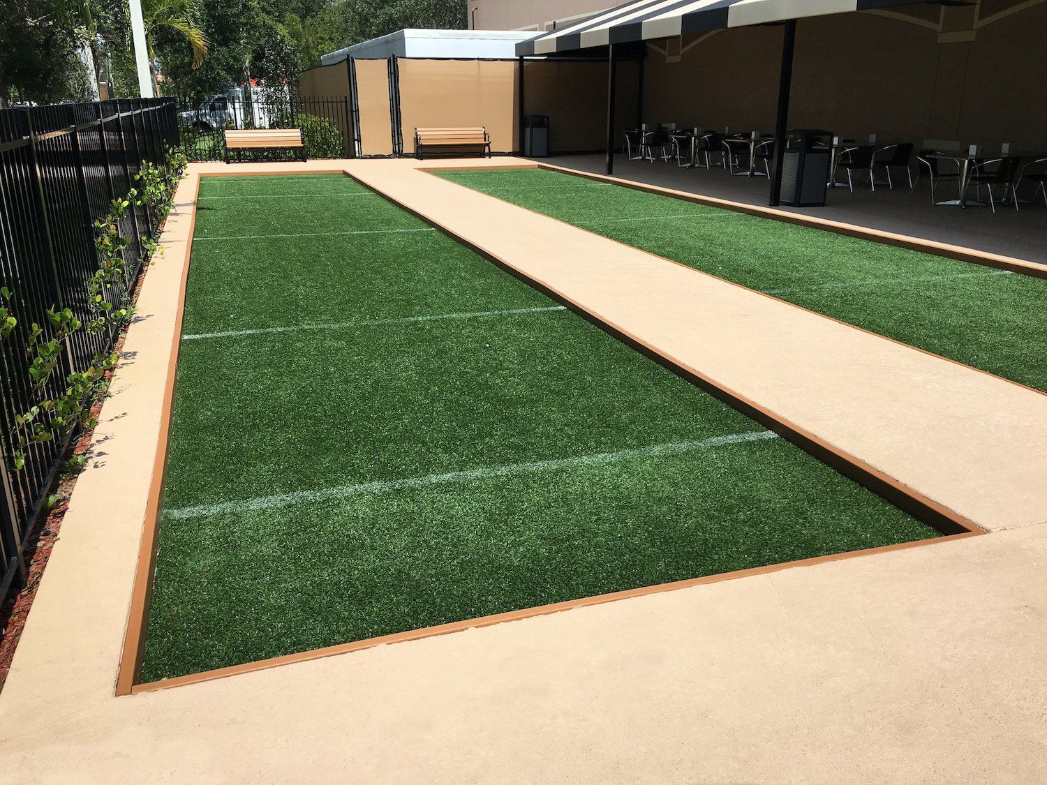 a custom-made synthetic turf bocce ball court in Scottsdale AZ